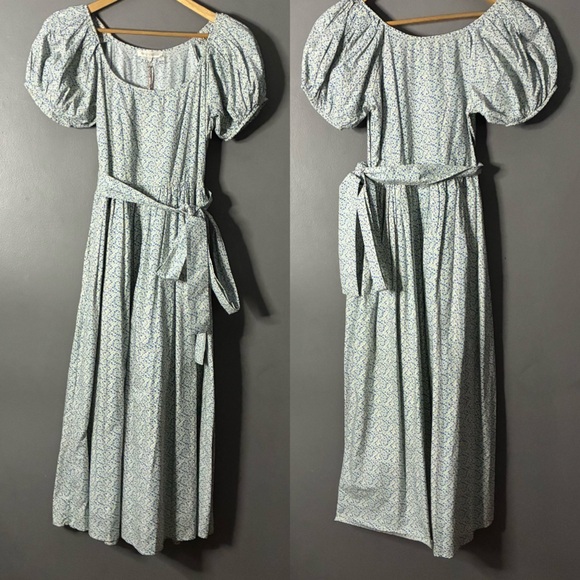 LOVESHACKFANCY Cotton Maxi Dress Dainty Floral Print Cottagecore Puff Sleeve NWT - Picture 3 of 10
